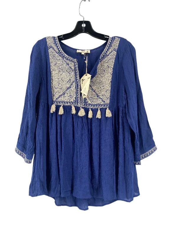 Blouse 3/4 Sleeve By Entro In Royal Blue, Size: S