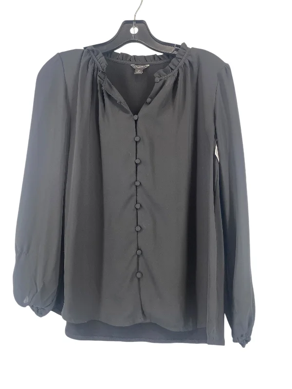 Blouse Long Sleeve By Ann Taylor In Black, Size: Petite   Xs