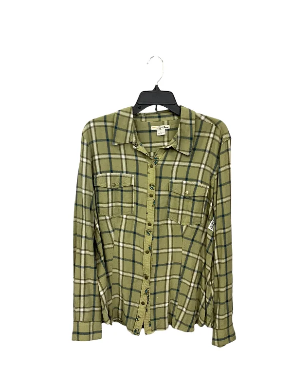 Blouse Long Sleeve By Clothes Mentor In Green, Size: Xl