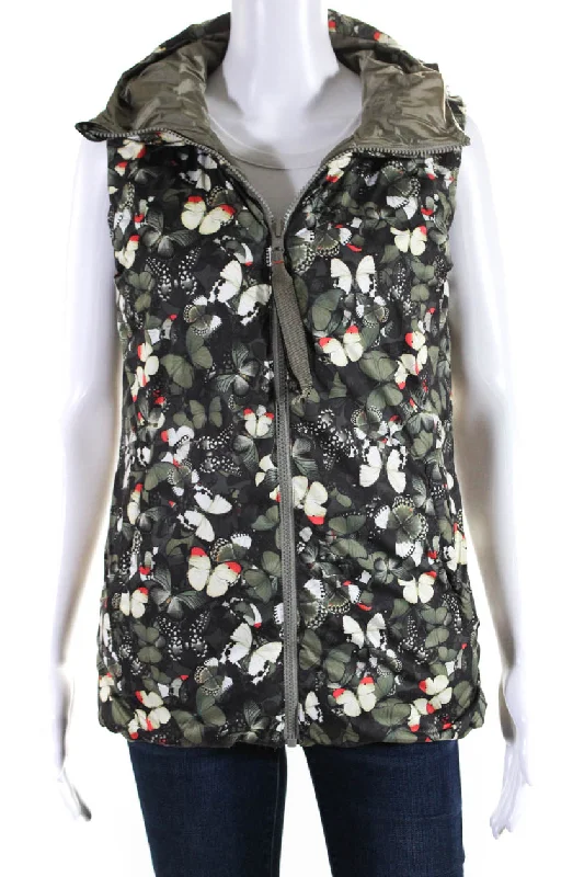 Lululemon Women's Reversible Hooded Butterfly Print Puffer Vest Green