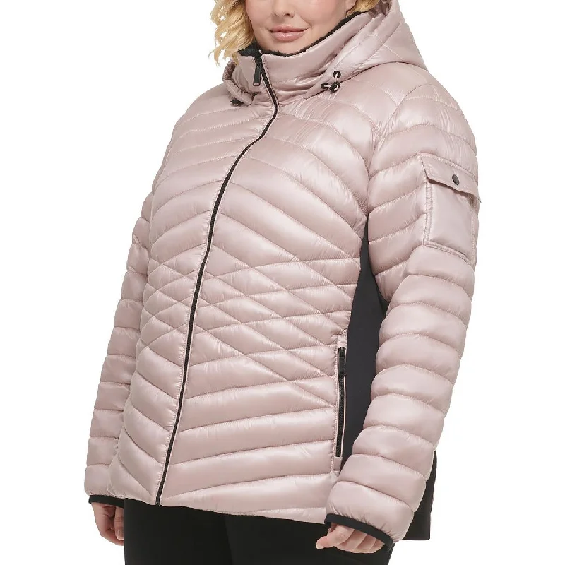 Calvin Klein Performance Womens Plus Puffer Hooded Quilted Coat