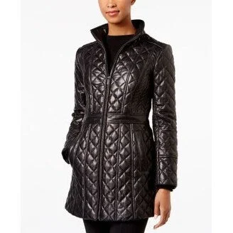 Jones New York Quilted Leather Jacket Black Small - S