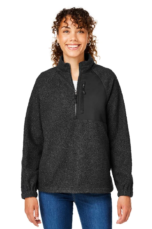 North End Womens Aura Sweater Fleece 1/4 Zip Sweatshirt - Black