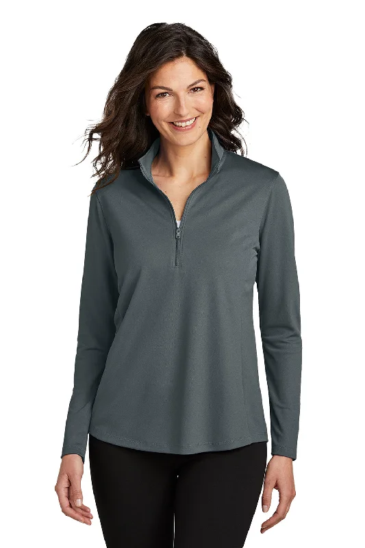 Port Authority Womens Dry Zone Moisture Wicking Micro Mesh 1/4 Zip Sweatshirt - Graphite Grey