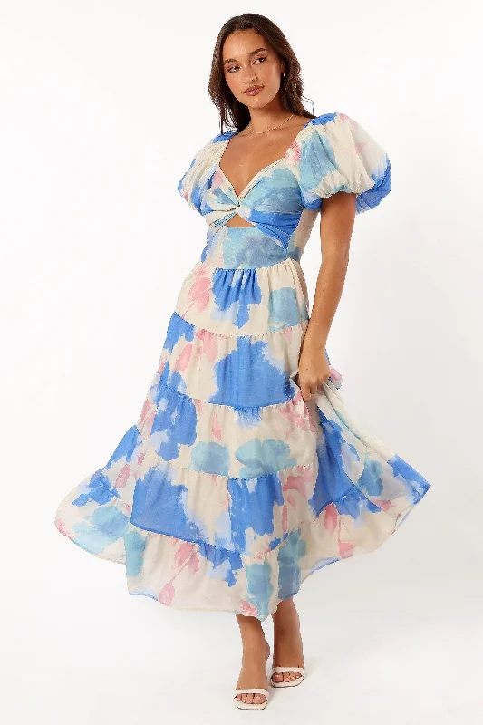 Davis Midi Dress - Blue Floral