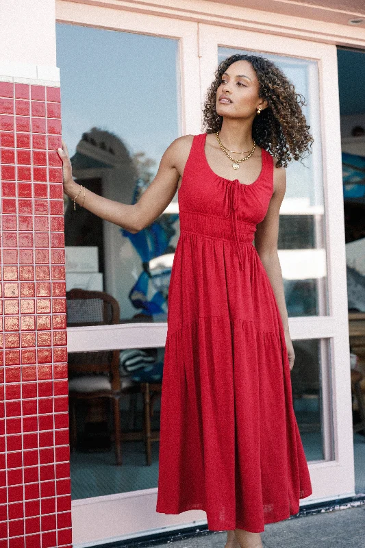 Oria Midi Dress - Red